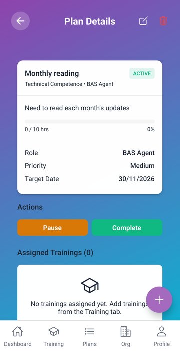 Training plan detail