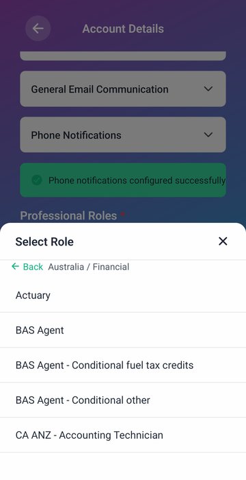 Role selection on first sign-up